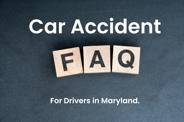 Car Accident FAQ for Drivers in Maryland with FAQ scrabble blocks