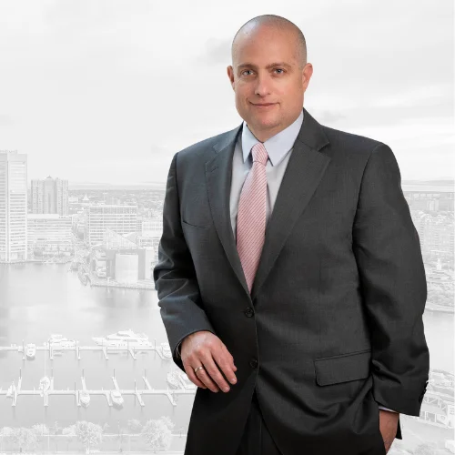 Neil Dubovsky - award-winning Baltimore Personal Injury Lawyer on white overlay